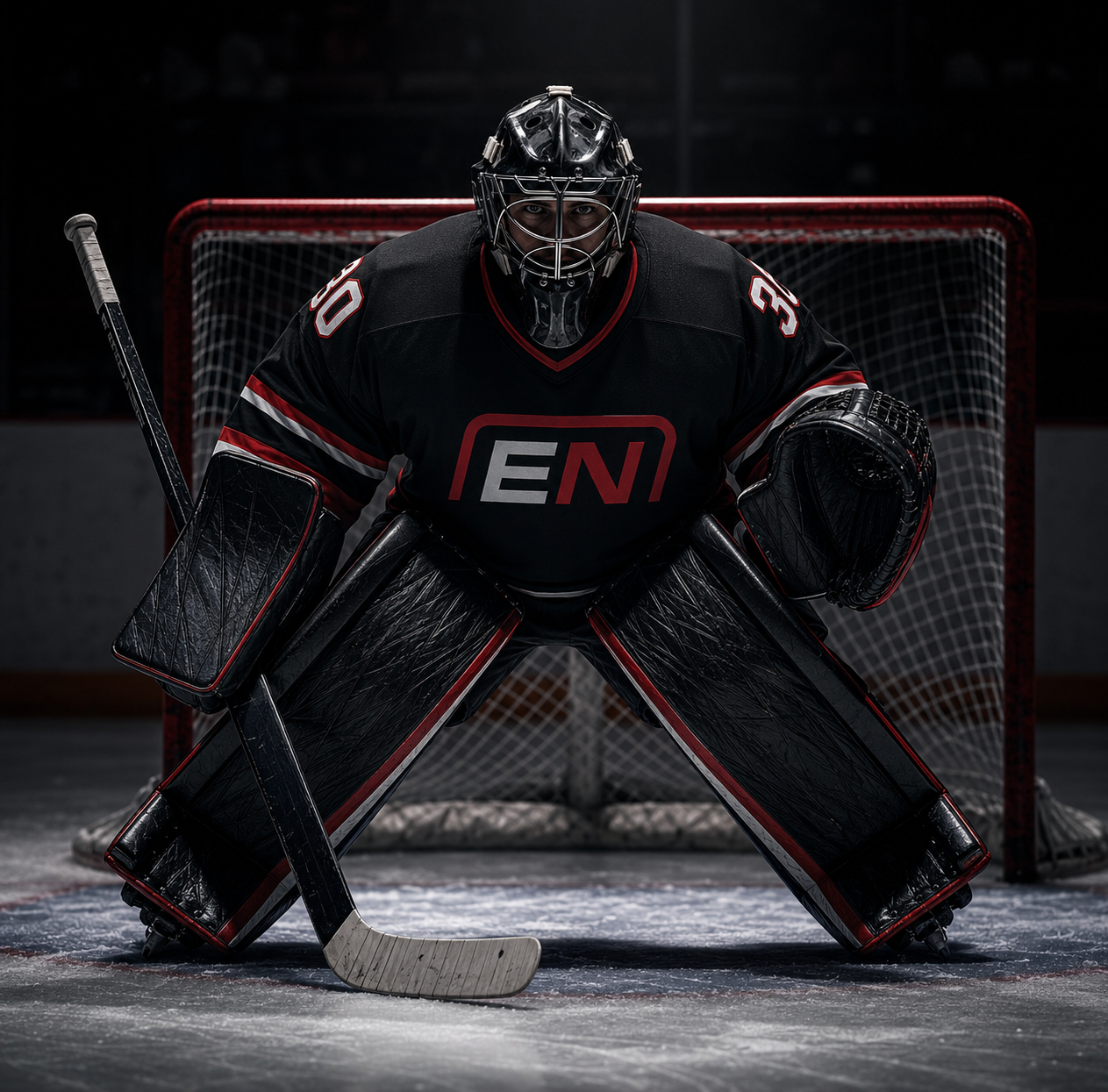 Hockey goalie ready for action